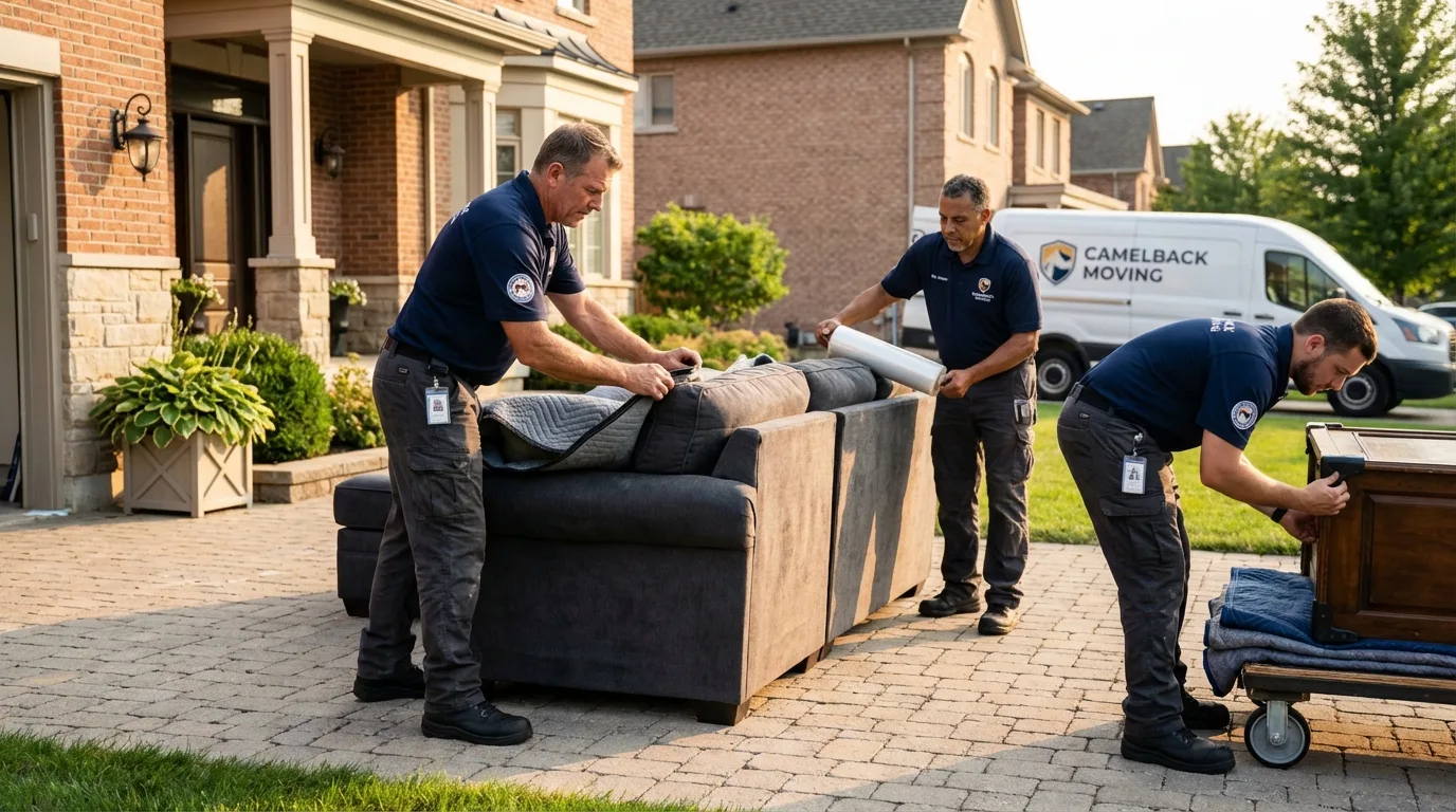 Large estate moving crew wrapping furniture in Fairview Heights, IL